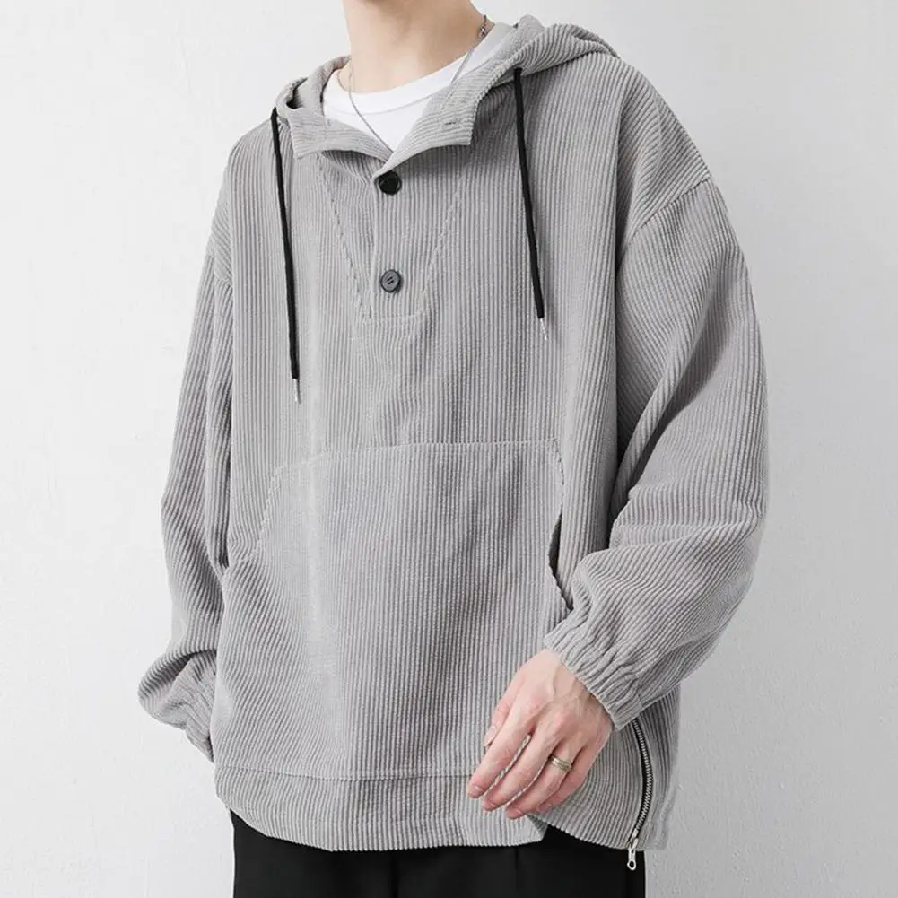 Hooded Button-up Top Men's Solid Color Hoodie with Drawstring Patch Pocket Casual Pullover for Fall Spring Button Decor for Men
Hooded Button-up Top Men's Solid Color Hoodie with Drawstring Patch Pocket Casual Pullover for Fall Spring Button Decor for Men