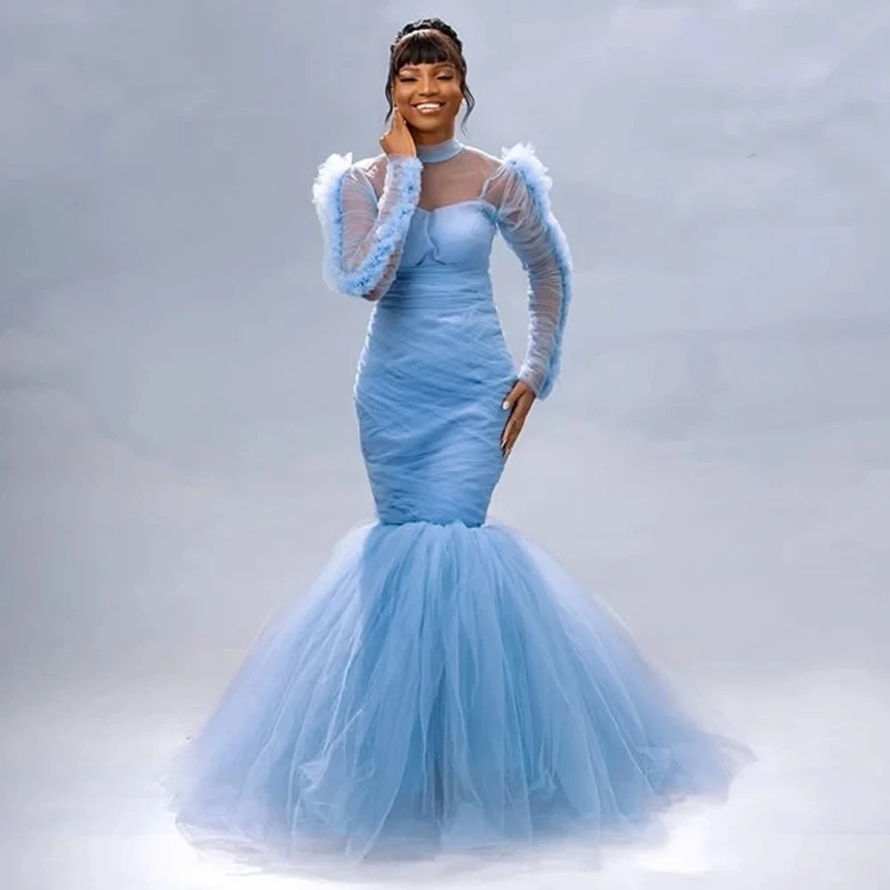 Blue Tulle Prom Dress Mermaid Ruffles Evening Gowns Long Sleeve Women Wedding Reception Gown Formal Party Wear Dress Customized
Blue Tulle Prom Dress Mermaid Ruffles Evening Gowns Long Sleeve Women Wedding Reception Gown Formal Party Wear Dress Customized