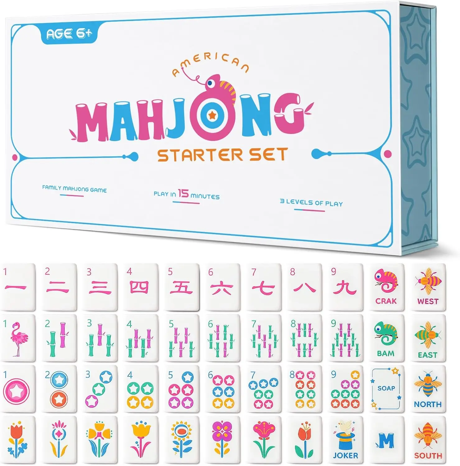 Mini Mahjong Set for Kids & Beginners, Portable Travel Tiles 160 Acrylic with Bag Mat Racks, American Mah Jongg Starter Kit Ages 6+
Mini Mahjong Set for Kids & Beginners, Portable Travel Tiles 160 Acrylic with Bag Mat Racks, American Mah Jongg Starter Kit Ages 6+