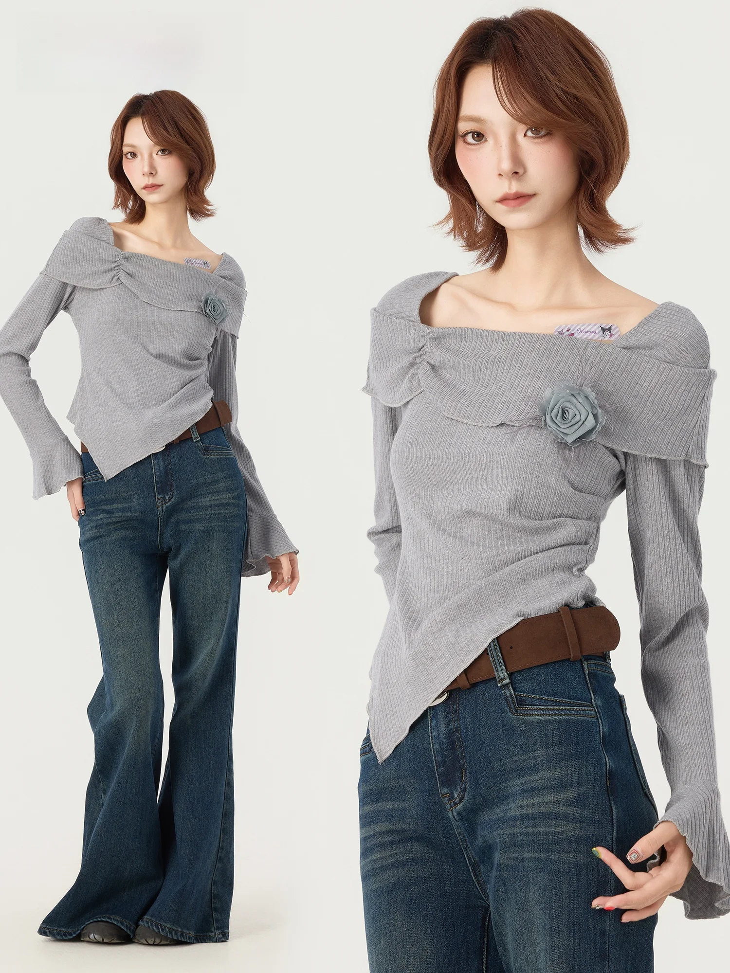 Didimax Winter New Light ey One oulder Top Irregular Hem Rose Decoration Long Sve Women's Knitted Sweater Faionable ...
Didimax Winter New Light ey One oulder Top Irregular Hem Rose Decoration Long Sve Women's Knitted Sweater Faionable ...