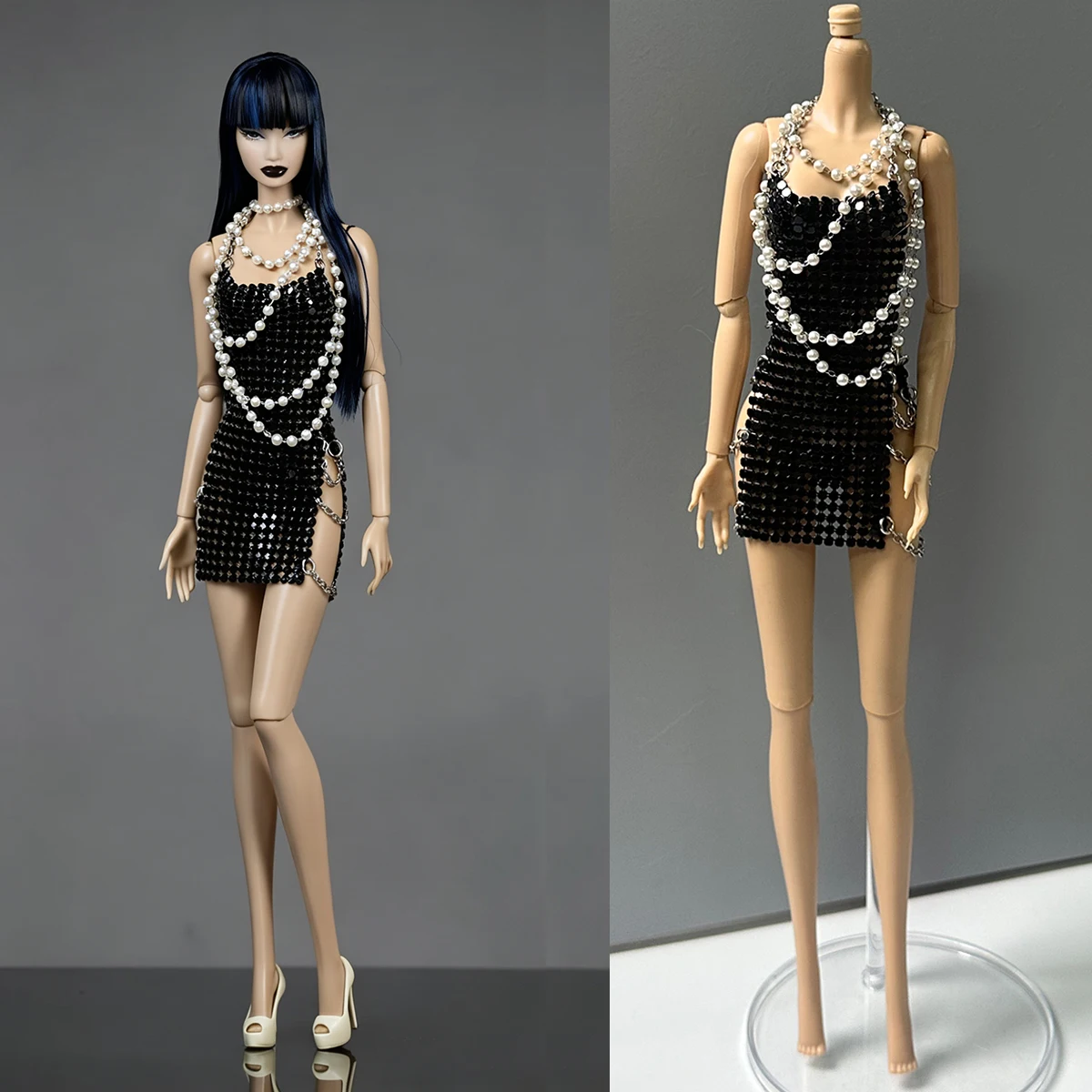Sexy Luxury Metal Sequin Strapless Chain Slit Dress + Pearl Necklace Set For 1/6 Babi Xianxian Supermodel Doll Party Dress Up
Sexy Luxury Metal Sequin Strapless Chain Slit Dress + Pearl Necklace Set For 1/6 Babi Xianxian Supermodel Doll Party Dress Up