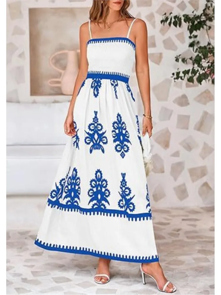 Summer Sexy Halter Beach Holiday Sundress For Women Vintage Print Elasticated Chest Big Swing Elegant Female Party Dresses Robe
Summer Sexy Halter Beach Holiday Sundress For Women Vintage Print Elasticated Chest Big Swing Elegant Female Party Dresses Robe
