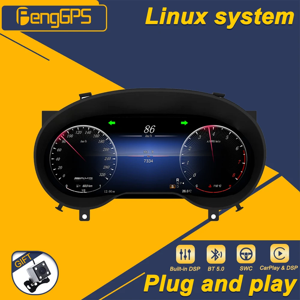 12.3 Inch Digital Cluster For Mercedes-Benz GLA LCD Instrument Panel Virtual CockPit Speed Meter Dashboard Car Accessories Linux