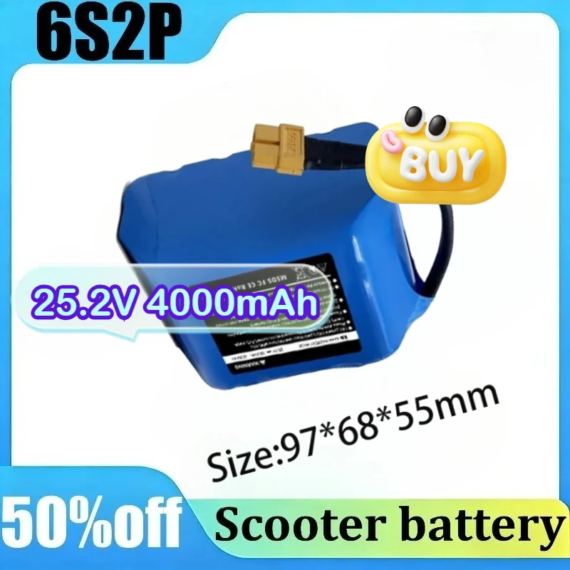 25.2V 6S2P 4000mAh 18650 with BMS for Scooter E-Bike Lithium Ion Battery Pack
25.2V 6S2P 4000mAh 18650 with BMS for Scooter E-Bike Lithium Ion Battery Pack
