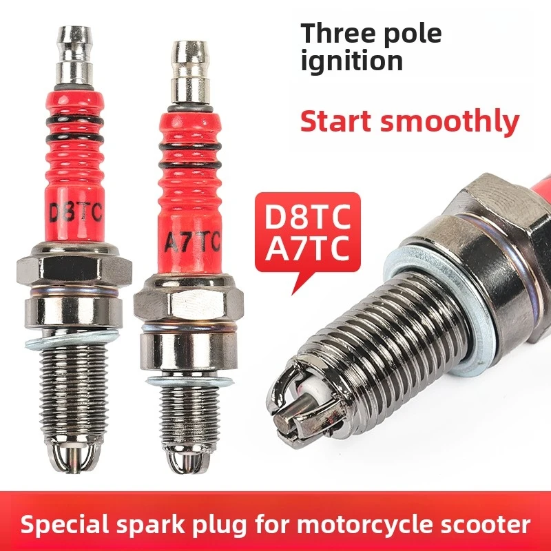 Three-stage spark plugs for scooters, A7TC/D8TC motorcycle models with 125 and 150 horsepower, 100cc universal ignition plugs
Three-stage spark plugs for scooters, A7TC/D8TC motorcycle models with 125 and 150 horsepower, 100cc universal ignition plugs