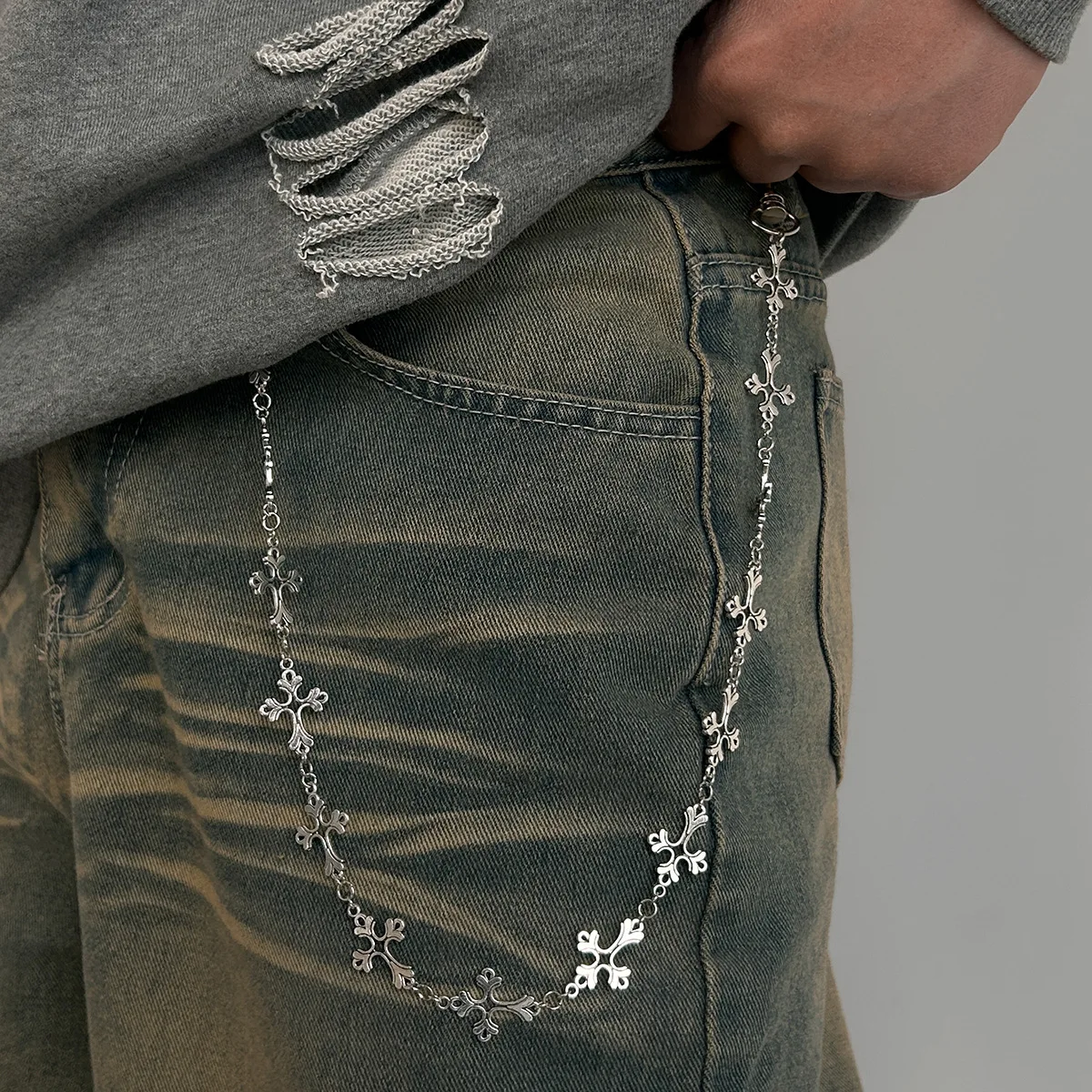 European and American Metal Chain Jeans Trouser Chain Men's Hip-hop Niche High-end Men's Cross Waist Chain Accessories
European and American Metal Chain Jeans Trouser Chain Men's Hip-hop Niche High-end Men's Cross Waist Chain Accessories