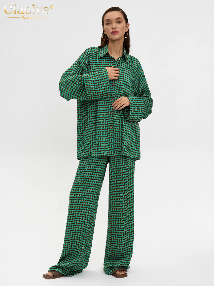 Clacive Fashion Loose Print Trousers Sets For Women 2 Pieces Elegant Long Sleeve Shirt With High Waist Wide Pants Set Streetwear
Clacive Fashion Loose Print Trousers Sets For Women 2 Pieces Elegant Long Sleeve Shirt With High Waist Wide Pants Set Streetwear