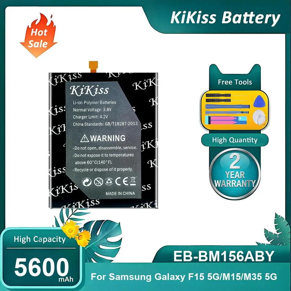 KiKiss Battery For Samsung Galaxy F15 5G/M15/M35 5G,EB-BM156ABY,5600mAh
KiKiss Battery For Samsung Galaxy F15 5G/M15/M35 5G,EB-BM156ABY,5600mAh