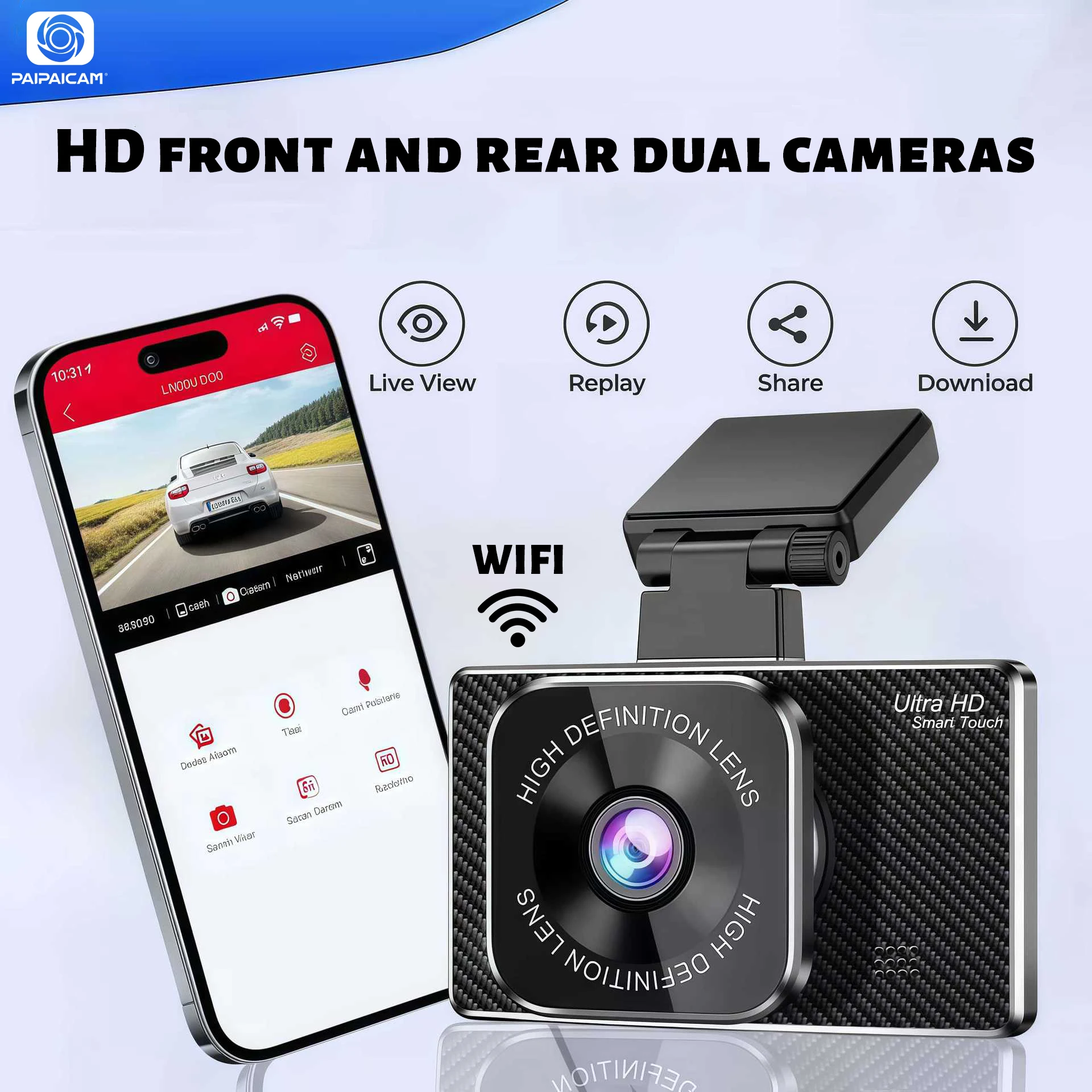 Dash Cam Front and Rear WiFi Android Auto Rear View Mirror Camera 2 Channels For volvo xc60 Mazda Cx5 Peugeot Car DVR Electronic
Dash Cam Front and Rear WiFi Android Auto Rear View Mirror Camera 2 Channels For volvo xc60 Mazda Cx5 Peugeot Car DVR Electronic