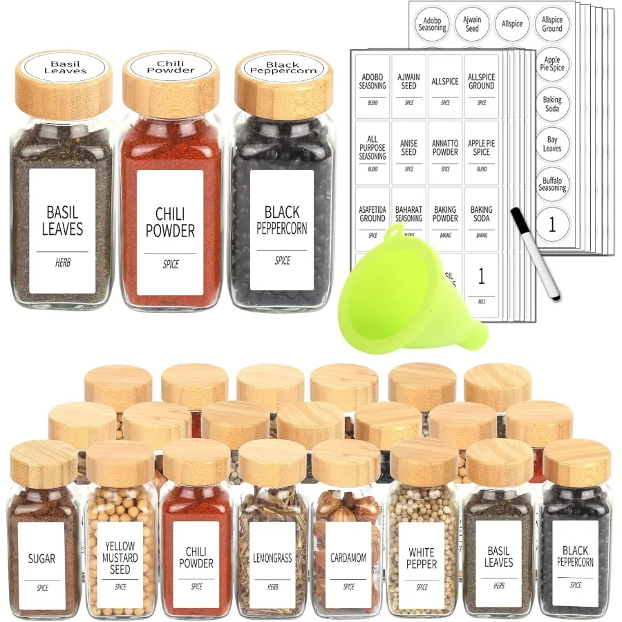 SWOMMOLY 24 Glass Spice Jars with 366 Labels 6 oz Spice Jars with Bamboo Lids Empty Bottles with Shaker Lids Spice Containers w
SWOMMOLY 24 Glass Spice Jars with 366 Labels 6 oz Spice Jars with Bamboo Lids Empty Bottles with Shaker Lids Spice Containers w