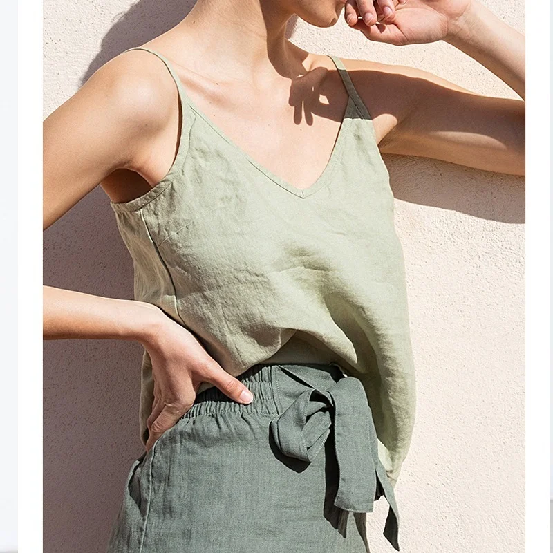 2024 Women Summer New Spaghetti Strap Solid Color Vest T-Shirts Linen Vintage Loose All Match Simple Indie 5 Colors Female Tops
2024 Women Summer New Spaghetti Strap Solid Color Vest T-Shirts Linen Vintage Loose All Match Simple Indie 5 Colors Female Tops