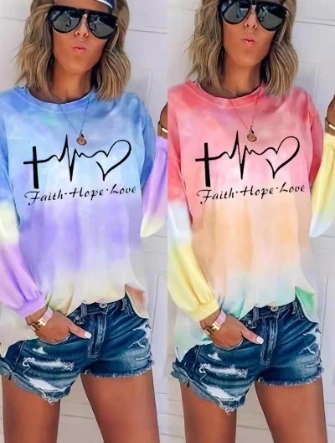 Women's Fashion Casual Pullover 2024 Autumn Winter Latest Simple Round Neck Loose Fit Top Printed Gradient Long Sleeve T-Shirt
Women's Fashion Casual Pullover 2024 Autumn Winter Latest Simple Round Neck Loose Fit Top Printed Gradient Long Sleeve T-Shirt