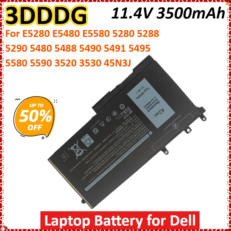 Laptop Battery 3DDDG 11.4V 3500mAh for Dell E5280 E5480 E5580 5280 5288 5290 5480 5488 5490 5491 5495 5580 5590 3520 3530 45N3J
Laptop Battery 3DDDG 11.4V 3500mAh for Dell E5280 E5480 E5580 5280 5288 5290 5480 5488 5490 5491 5495 5580 5590 3520 3530 45N3J
