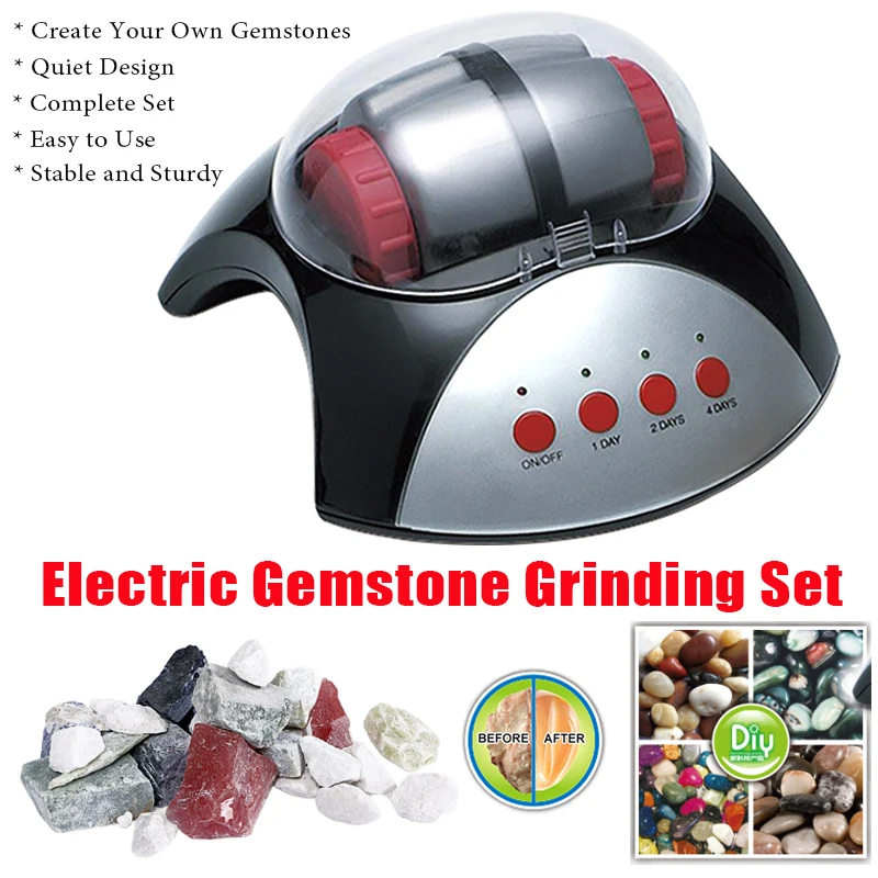 220V Electric Gemstone Grinding Machine Set Rock Tumbler with Rough Gemstones Polishing Grits for Parent-Child Activities Toy
220V Electric Gemstone Grinding Machine Set Rock Tumbler with Rough Gemstones Polishing Grits for Parent-Child Activities Toy
