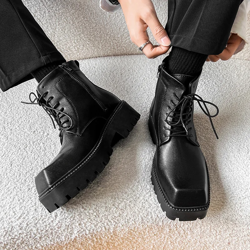 Men Casual Shoes Derby Leather Platform Increasing Zip Square Toe Thick Sole Ankle Boots Vintage Brand Luxury Designers Sneakers
Men Casual Shoes Derby Leather Platform Increasing Zip Square Toe Thick Sole Ankle Boots Vintage Brand Luxury Designers Sneakers