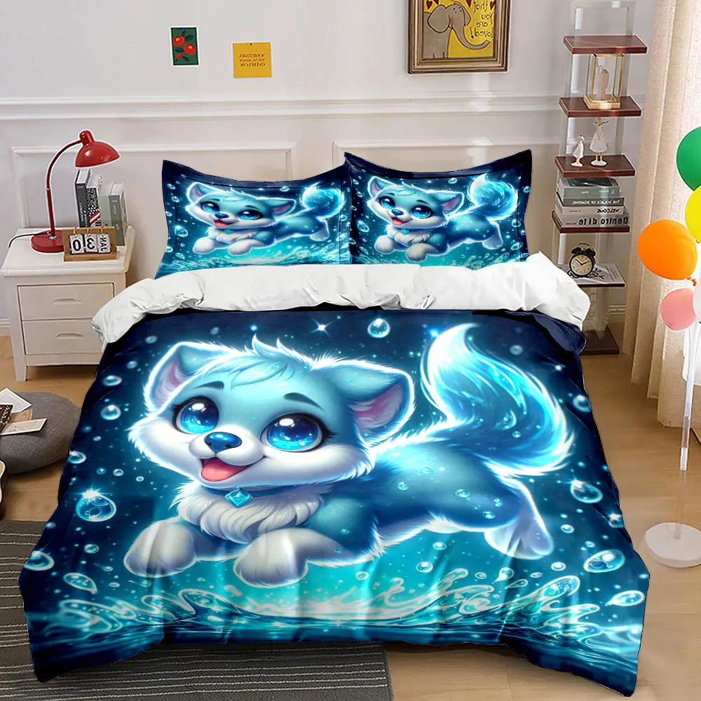 Shining blue puppy jumping in water Duvet Cover Set with 3D Printing Design Soft Polyester Bedding Set All-Season Comfort
Shining blue puppy jumping in water Duvet Cover Set with 3D Printing Design Soft Polyester Bedding Set All-Season Comfort
