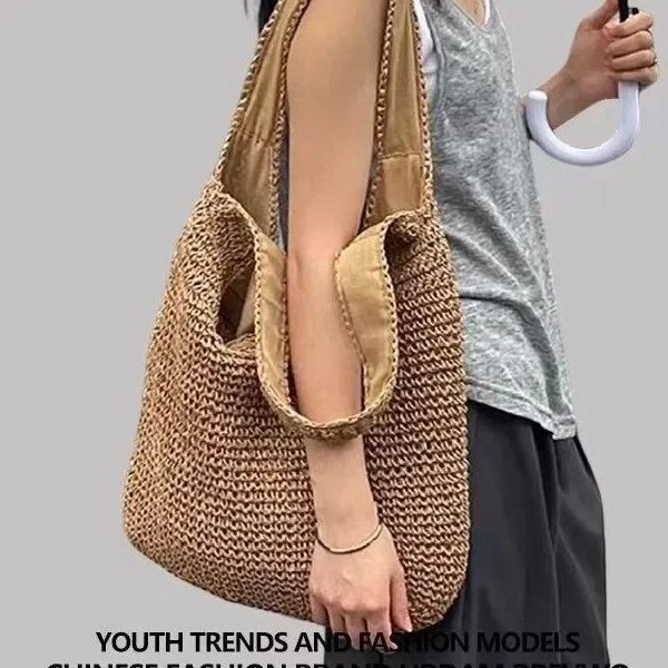 Crossbody Bags Straw Woven Beach Bag Women's Summer Versatile Shoulder Tote Bag for Holiday at the Beach Soft Polyester Lining
Crossbody Bags Straw Woven Beach Bag Women's Summer Versatile Shoulder Tote Bag for Holiday at the Beach Soft Polyester Lining