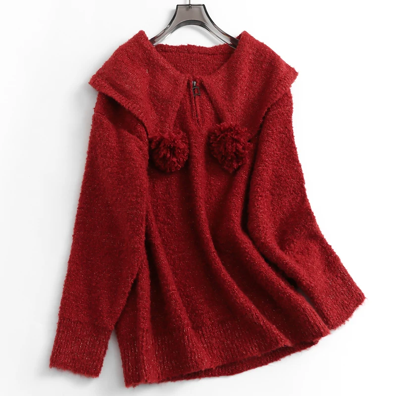 Women Autumn Winter Solid Color Half-Zip Turn Down Collar Red Sweet New Long Sleeve Knitted Sweater
Women Autumn Winter Solid Color Half-Zip Turn Down Collar Red Sweet New Long Sleeve Knitted Sweater