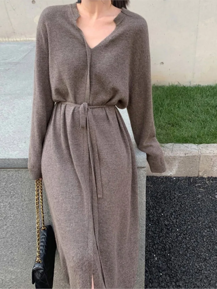 Knitted Dress Vestidos Dresses 2025 Woman Long Sleeves Leace-up Slim All-match Simple Style Solid Color Casual Commuting Office
Knitted Dress Vestidos Dresses 2025 Woman Long Sleeves Leace-up Slim All-match Simple Style Solid Color Casual Commuting Office