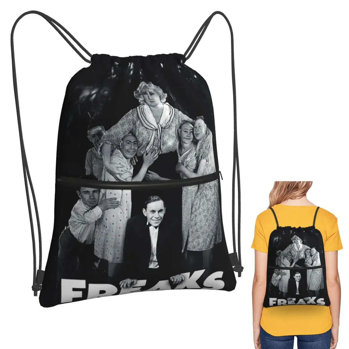 Freaks 1932 Gobble We Accept Her One Of Us Backpacks Portable Drawstring Bags Shoes Bag Book Bags for Travel School
Freaks 1932 Gobble We Accept Her One Of Us Backpacks Portable Drawstring Bags Shoes Bag Book Bags for Travel School
