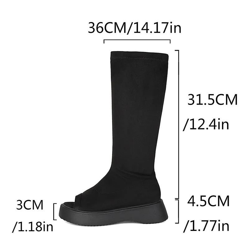 YMECHIC Gothic Punk Women Black Platform Open Toe Stretch Mid-calf Boots Thick Sole Casual Streetwear Sandals for Party 2026
YMECHIC Gothic Punk Women Black Platform Open Toe Stretch Mid-calf Boots Thick Sole Casual Streetwear Sandals for Party 2026