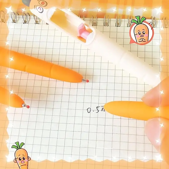 4 Pcs Kawaii Carrot Tongue Gel Pen Set 0.5mm Fine Point Black Ink Cute Writing Pens for Easter Basket Office Decorations & Stuffers
4 Pcs Kawaii Carrot Tongue Gel Pen Set 0.5mm Fine Point Black Ink Cute Writing Pens for Easter Basket Office Decorations & Stuffers