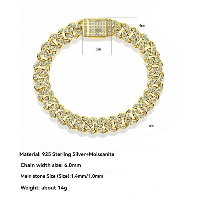 925 Sterling Silver D Color Moissanite Men's Bracelet -Gold Plated Wedding Women's Bracelet & Valentine's Day Jewelry for Lovers
925 Sterling Silver D Color Moissanite Men's Bracelet -Gold Plated Wedding Women's Bracelet & Valentine's Day Jewelry for Lovers