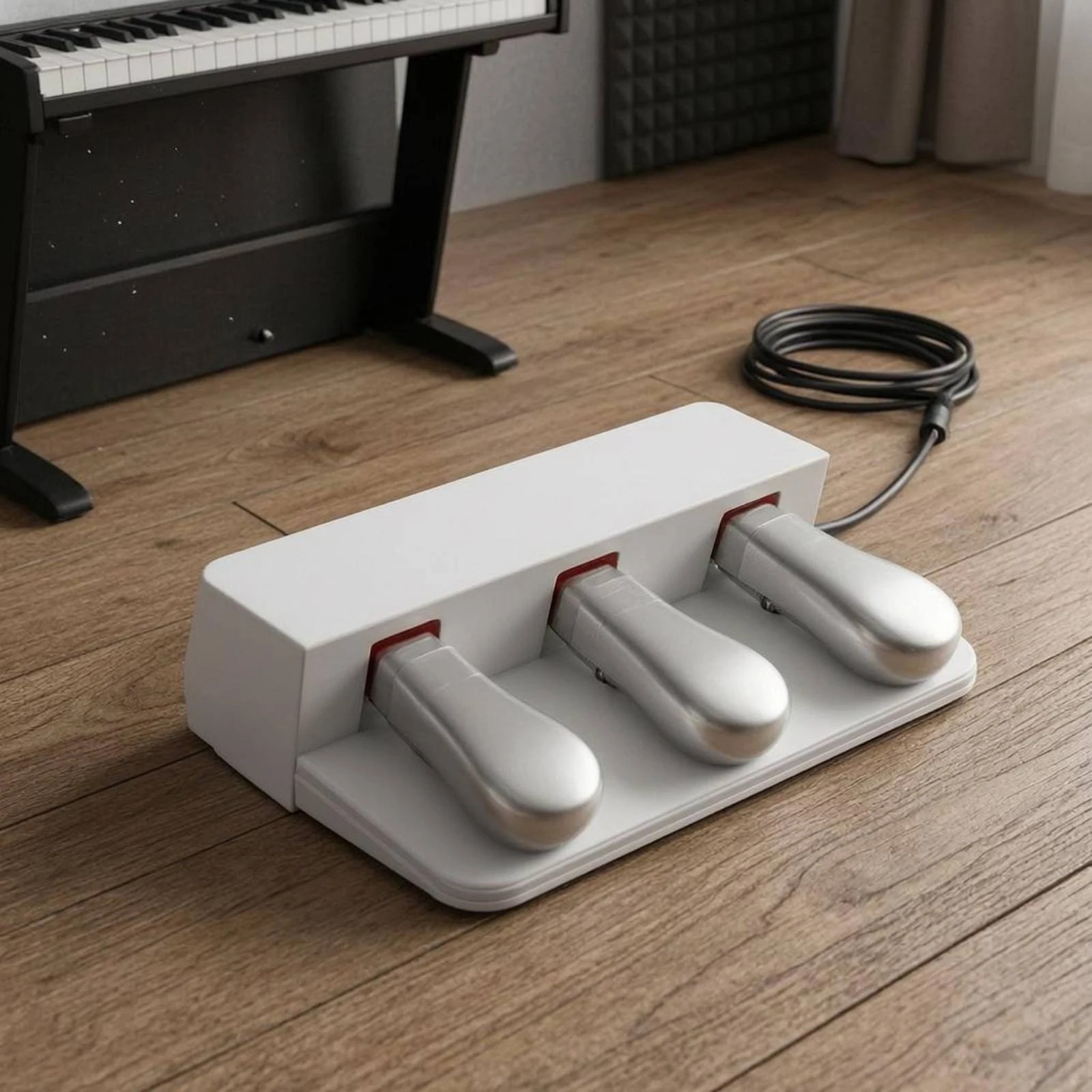 Three-Pedal Unit Full-Size 3 Pedal Footswitch Music Accessory Wired Rectangular for Synthesizer
Three-Pedal Unit Full-Size 3 Pedal Footswitch Music Accessory Wired Rectangular for Synthesizer