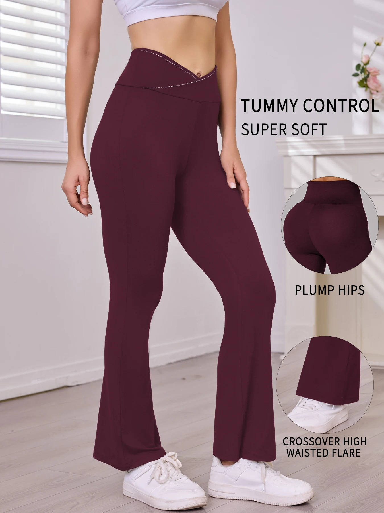 Women's Super Soft Crossover High Waisted Flare Leggings. Tummy Control Yoga Bootleg Bell Bottoms
Women's Super Soft Crossover High Waisted Flare Leggings. Tummy Control Yoga Bootleg Bell Bottoms