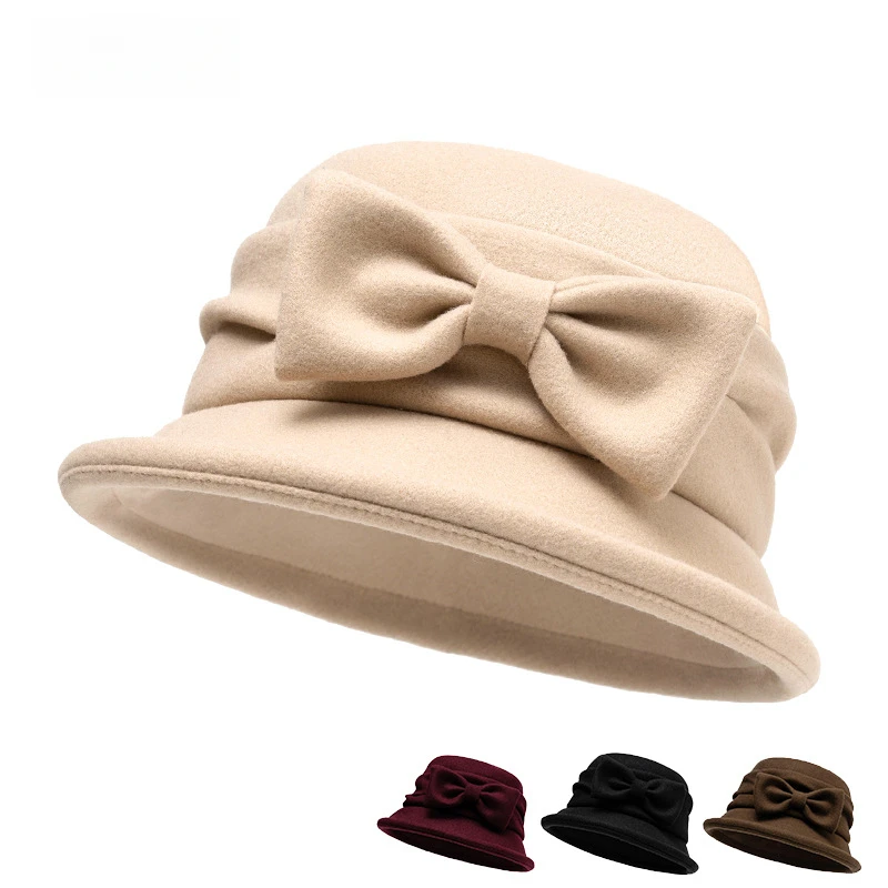 Women's Cotton Blend Fall Winter Bucket Hat 58cm Solid Color with Bow Small Brim & Flat Top Fedoras
Women's Cotton Blend Fall Winter Bucket Hat 58cm Solid Color with Bow Small Brim & Flat Top Fedoras