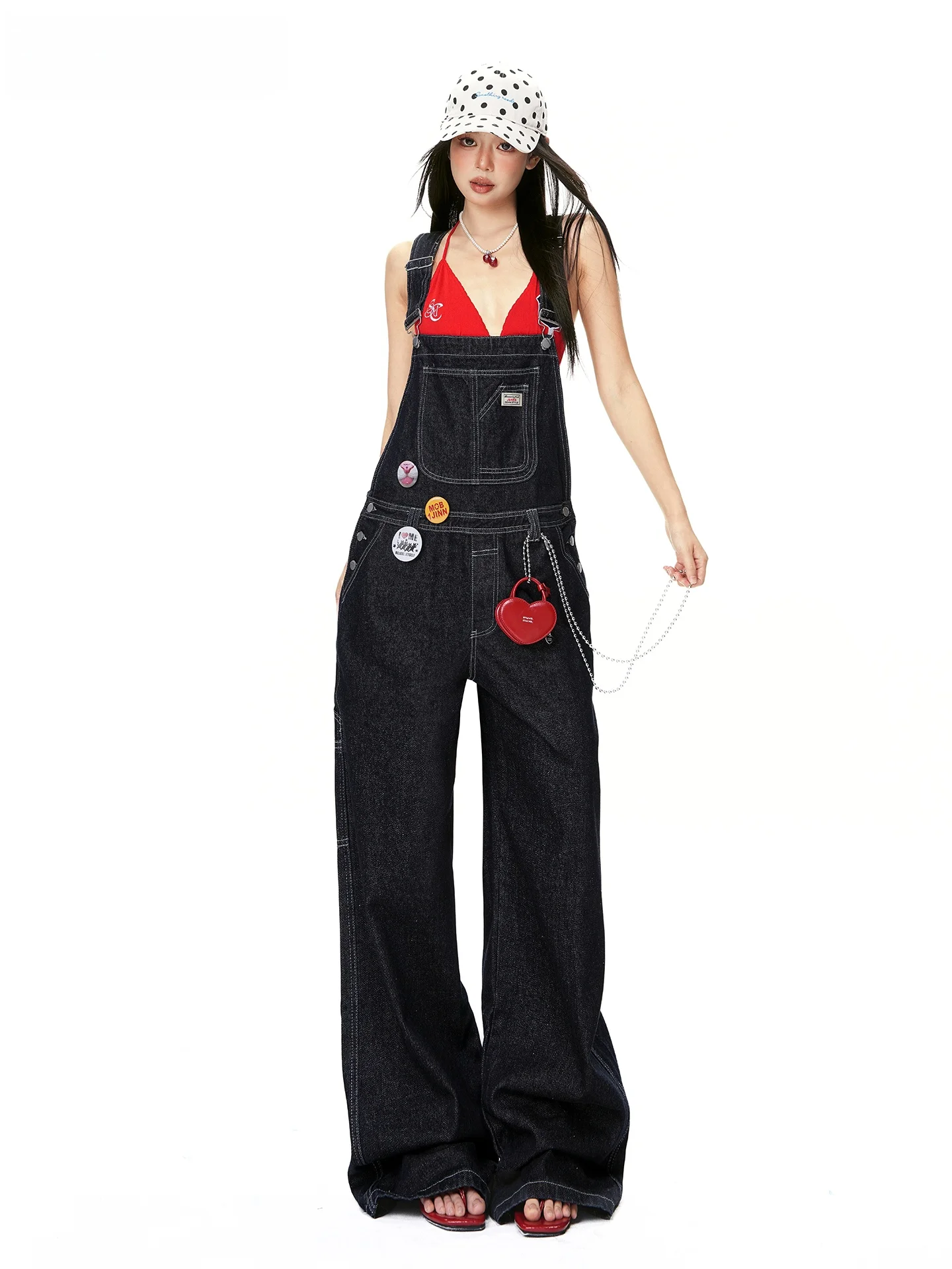 Retro Deep Blue Denim Overalls Women's Loose Age-Defng Big ket Wide Leg Jumpsuit Street Sle Long Pants Spring Faion
Retro Deep Blue Denim Overalls Women's Loose Age-Defng Big ket Wide Leg Jumpsuit Street Sle Long Pants Spring Faion