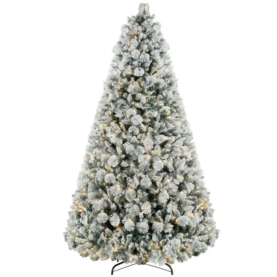 9 ft Prelit Flocked Artificial Christmas Tree with 750 Clear Lights, 2387 Tips, Metal Stand for Home Office Holiday
9 ft Prelit Flocked Artificial Christmas Tree with 750 Clear Lights, 2387 Tips, Metal Stand for Home Office Holiday