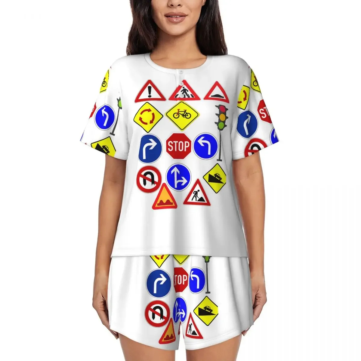 Traffic Signs 1 Round Neck Short Sleeves Nightdress for Sleeping Sleepshirts Women Loose Pajama Set Short Pants
Traffic Signs 1 Round Neck Short Sleeves Nightdress for Sleeping Sleepshirts Women Loose Pajama Set Short Pants