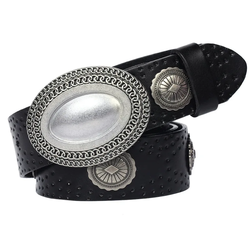 3.8cm Personalized Retro Oval Buckle 100% Real Cow Leather Rivet Belt Thickened Hard Cowhide Pants Jeans Belt With Holes
3.8cm Personalized Retro Oval Buckle 100% Real Cow Leather Rivet Belt Thickened Hard Cowhide Pants Jeans Belt With Holes
