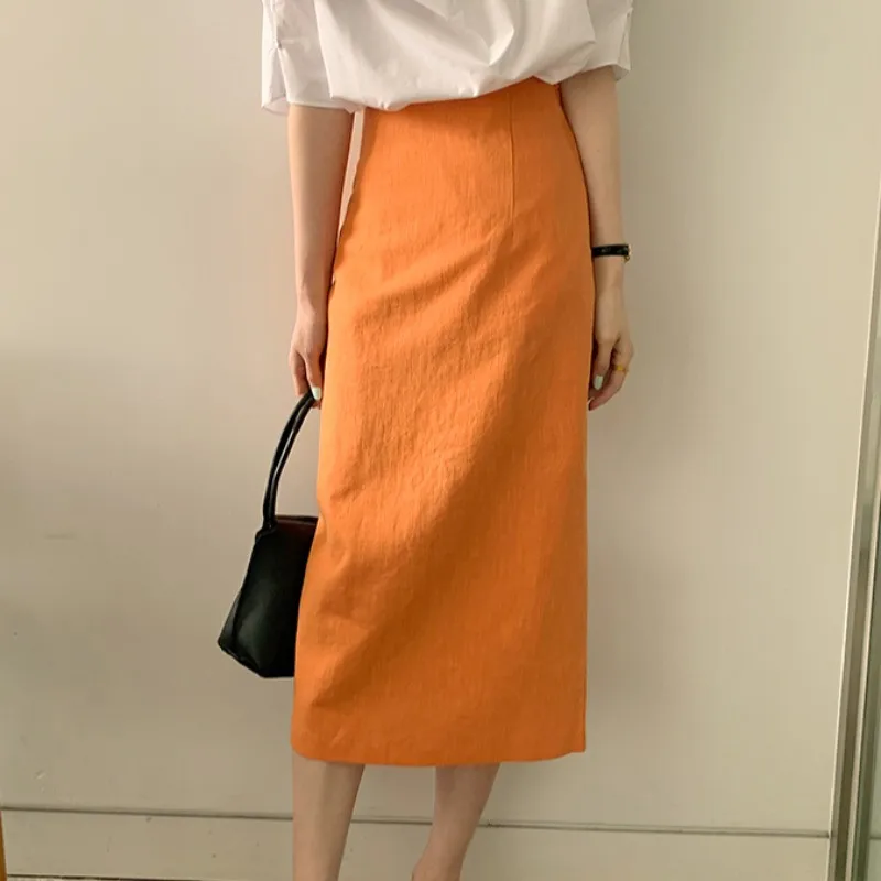 Blue Orange Half Length Slim Skirt for Women 2025 New Fall Fashion High Waist Straight Split Sheath Wrapped A-line Skirt Bottoms
Blue Orange Half Length Slim Skirt for Women 2025 New Fall Fashion High Waist Straight Split Sheath Wrapped A-line Skirt Bottoms