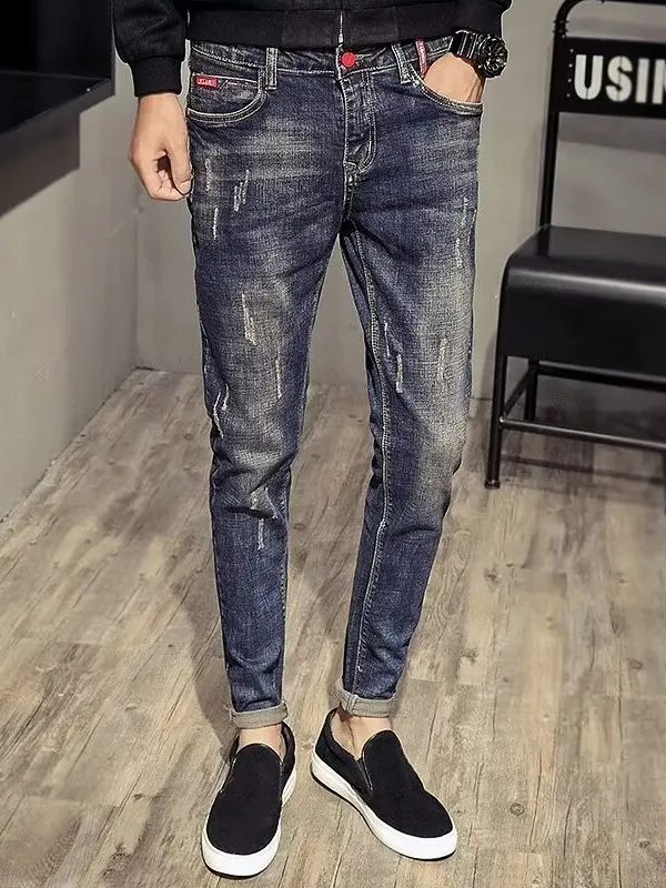 Мужские джинсы в стиле ретро, повседневные, с эффектом потертости, эластичные, зауженные, весна-осень, из высокоэластичного хлопкового денима, для отдыха, длинные брюки
Мужские джинсы в стиле ретро, повседневные, с эффектом потертости, эластичные, зауженные, весна-осень, из высокоэластичного хлопкового денима, для отдыха, длинные брюки