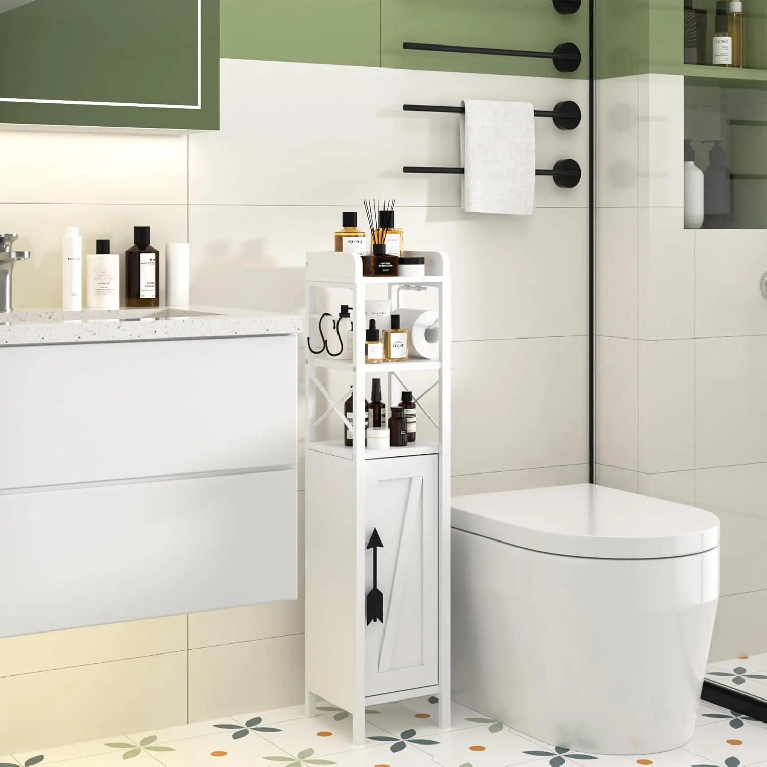 Тонкий держатель для туалетной бумаги с дверцей и полками, органайзер для хранения в ванной комнате для небольших помещений, цвет жемчужно-белый
Тонкий держатель для туалетной бумаги с дверцей и полками, органайзер для хранения в ванной комнате для небольших помещений, цвет жемчужно-белый