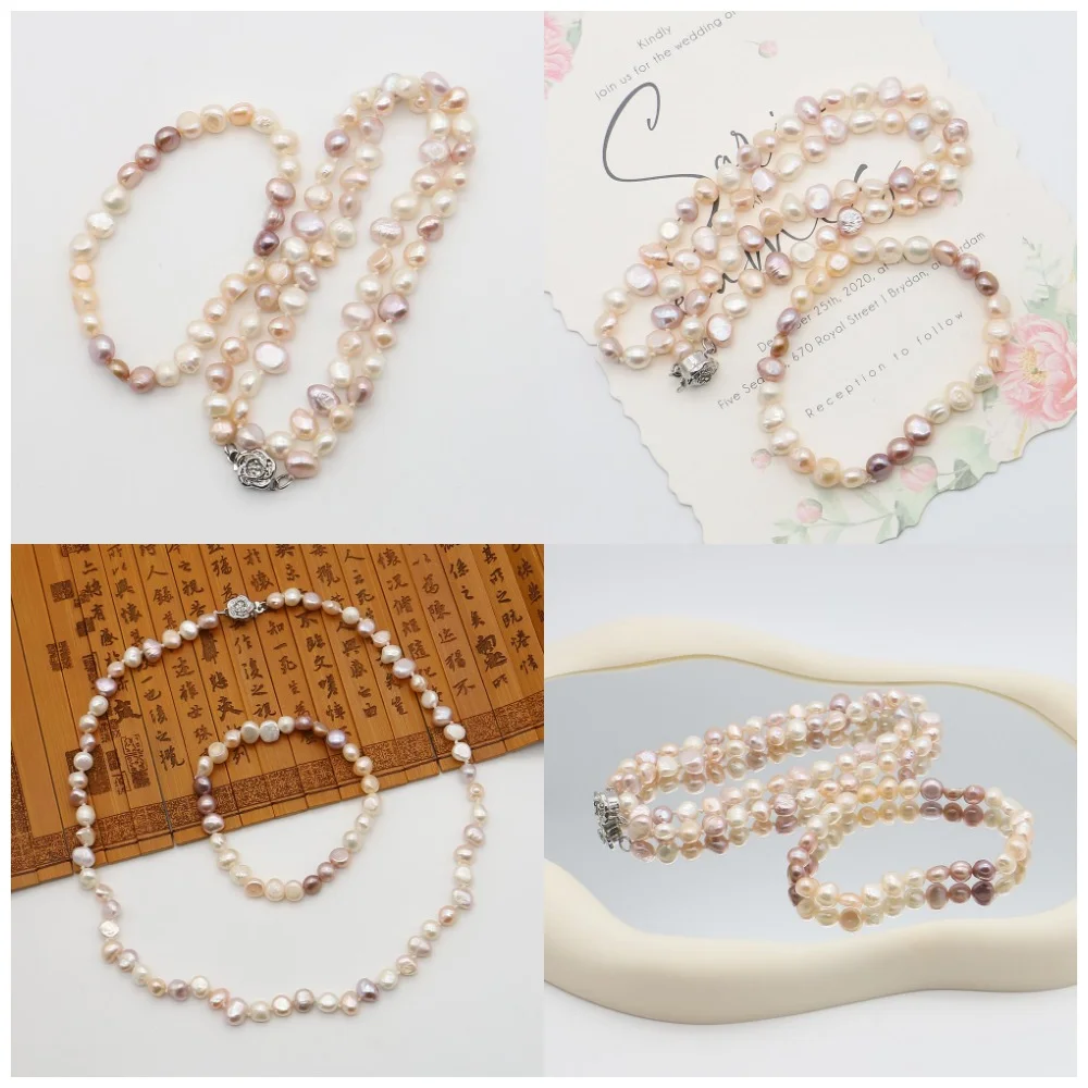 Demeanor Natural Freshwater Pearl Irregular Set Necklace Bracelet Rose-shaped Clasp Niche Party Jewelry Gift for Girls 45-18cm
Demeanor Natural Freshwater Pearl Irregular Set Necklace Bracelet Rose-shaped Clasp Niche Party Jewelry Gift for Girls 45-18cm