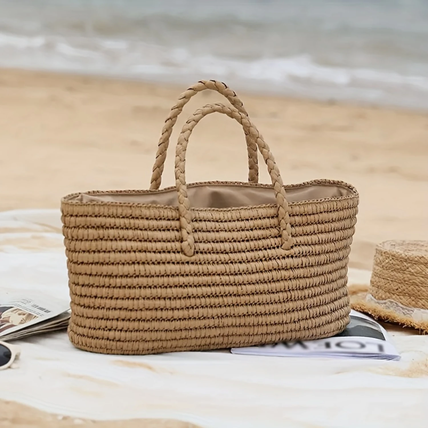 Straw Woven Beach Bag, Ladies Handle Straw Basket, Summer Seaside Drawstring Bag, Birthday Gift
Straw Woven Beach Bag, Ladies Handle Straw Basket, Summer Seaside Drawstring Bag, Birthday Gift