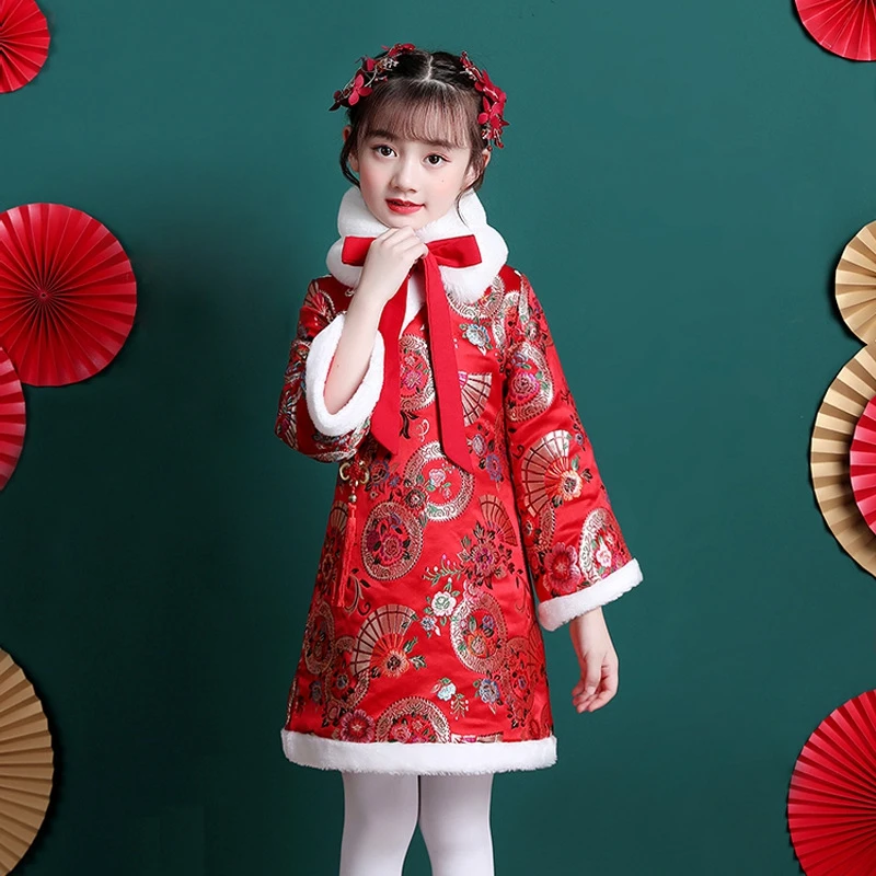 Girls Cheongsam Dresses Winter New Velvet Thickened Ancient Dresses National Tide Red Retro Embroidered New Year Clothes
Girls Cheongsam Dresses Winter New Velvet Thickened Ancient Dresses National Tide Red Retro Embroidered New Year Clothes