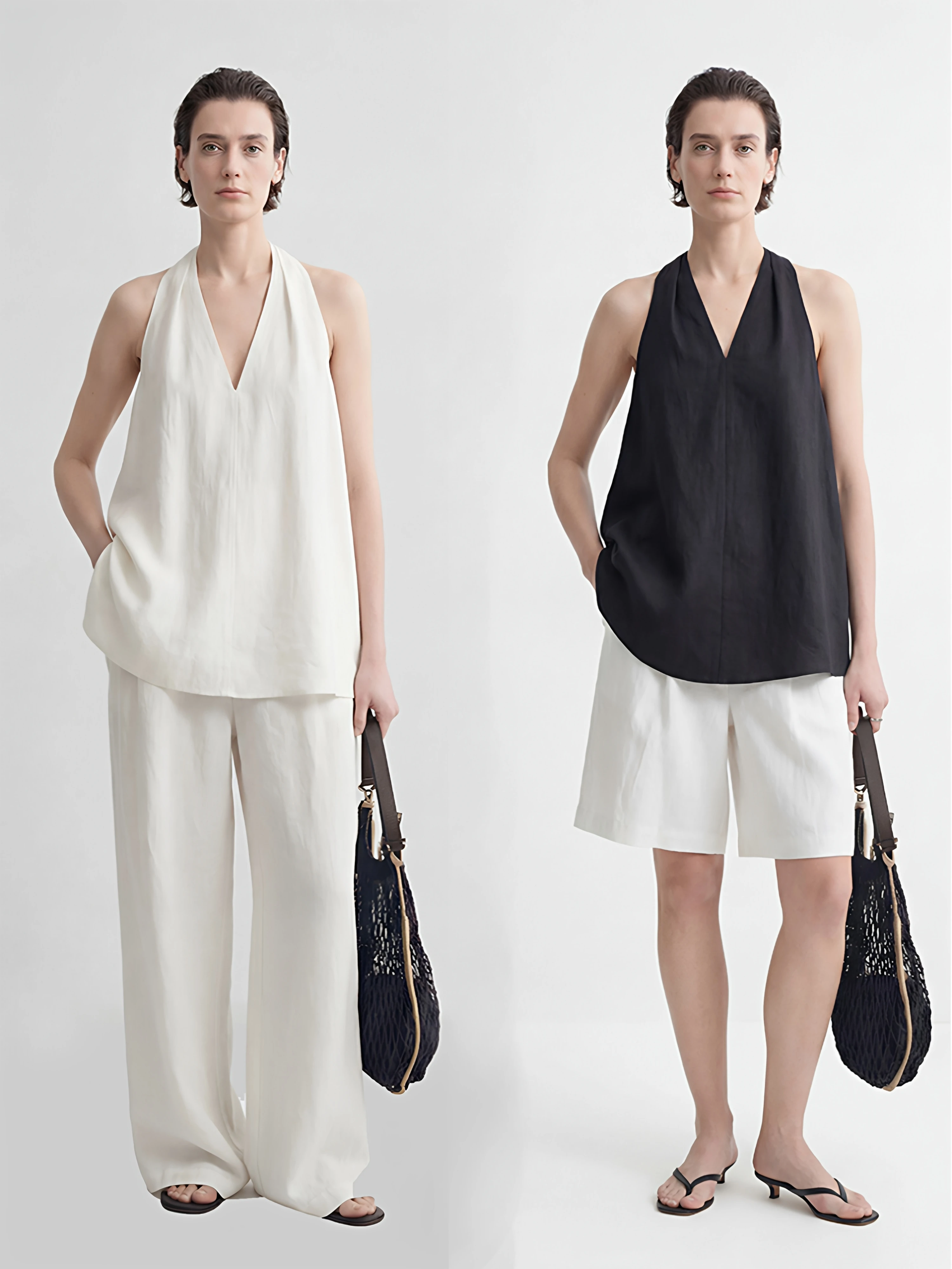 High-End Linen Loose Feel Minimalist Silhouette Neck Hanging Strap Design Fashionable Top Women's Clothing Vest
High-End Linen Loose Feel Minimalist Silhouette Neck Hanging Strap Design Fashionable Top Women's Clothing Vest