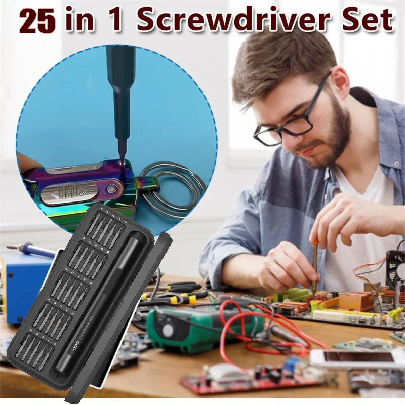 Набор прецизионных магнитных отверток 25 в 1 для ремонта мобильных телефонов, ПК и камер
Набор прецизионных магнитных отверток 25 в 1 для ремонта мобильных телефонов, ПК и камер