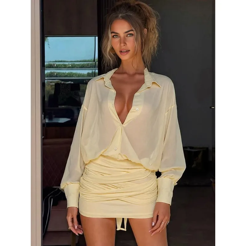 Ruched See Through Dress Women Patchwork Single-Breasted Full Sleeve Bandage Tassel Trend Streetwear Mini Bodycon
Ruched See Through Dress Women Patchwork Single-Breasted Full Sleeve Bandage Tassel Trend Streetwear Mini Bodycon