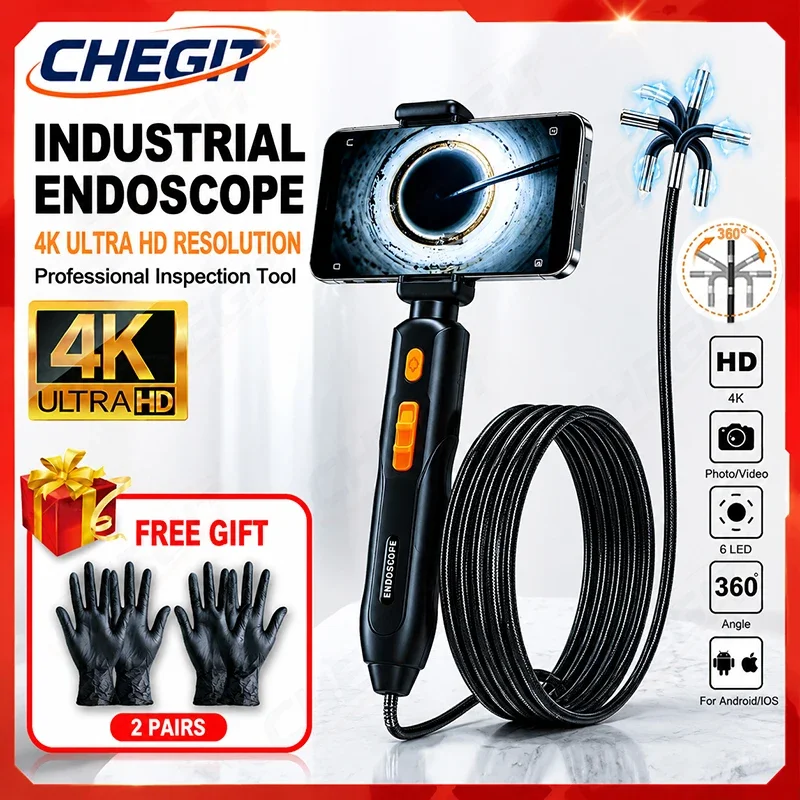 4K UHD Two Ways 360° Articulating Borescope Endoscope Camera with Light Waterproof IP67 Endoscope For Android/iOS Phone
4K UHD Two Ways 360° Articulating Borescope Endoscope Camera with Light Waterproof IP67 Endoscope For Android/iOS Phone