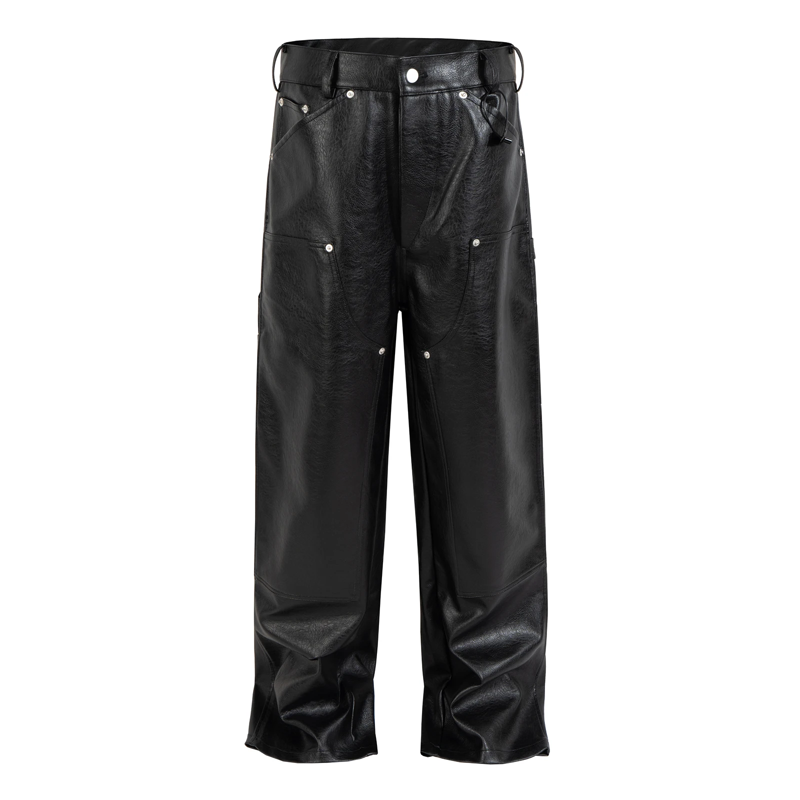 Black PU Leather Carpenter Pants Rivet Double Knee Workwear Trousers for Men Streetwear Hip Hop Baggy Wide Leg Cargo Pants
Black PU Leather Carpenter Pants Rivet Double Knee Workwear Trousers for Men Streetwear Hip Hop Baggy Wide Leg Cargo Pants