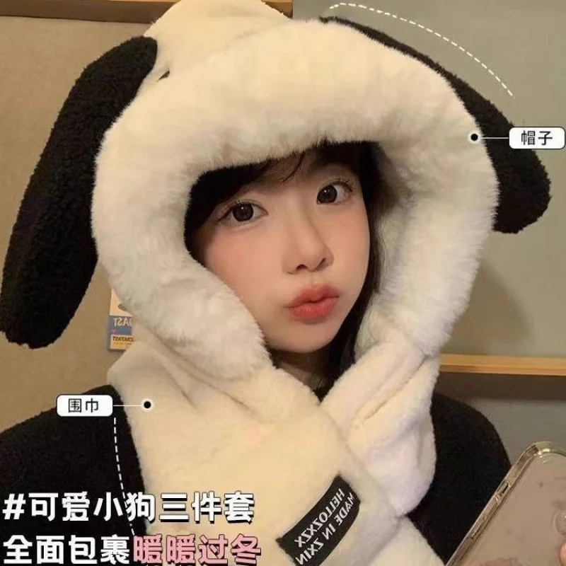 New Autumn and Winter Cute Puppy Hat Scarf Gloves Three-Piece Plush Thickened Fleece-lined Warm One-Piece Hat
New Autumn and Winter Cute Puppy Hat Scarf Gloves Three-Piece Plush Thickened Fleece-lined Warm One-Piece Hat