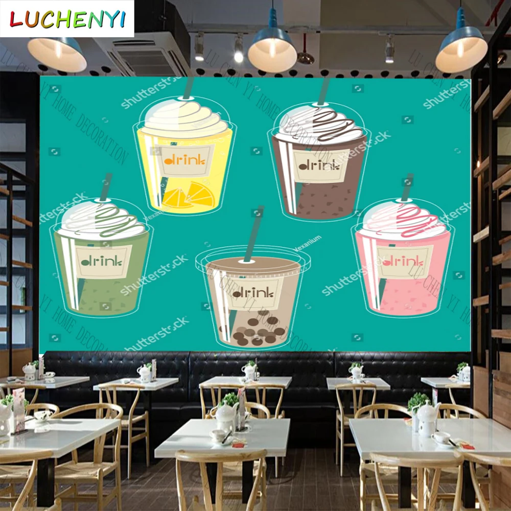 Custom cartoon ice cream bubble tea mural wallpaper restaurant cold drinking shop dining room wall papers home decor sticker
Custom cartoon ice cream bubble tea mural wallpaper restaurant cold drinking shop dining room wall papers home decor sticker