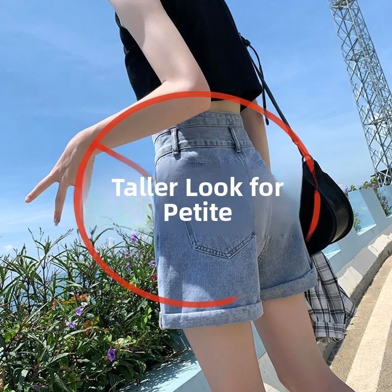 Summer Thin High Waist Loose Wide Leg Short Jeans Women's Roll Denim Shorts Cotton Stretch High Waist Loose Fit Hot Pants
Summer Thin High Waist Loose Wide Leg Short Jeans Women's Roll Denim Shorts Cotton Stretch High Waist Loose Fit Hot Pants