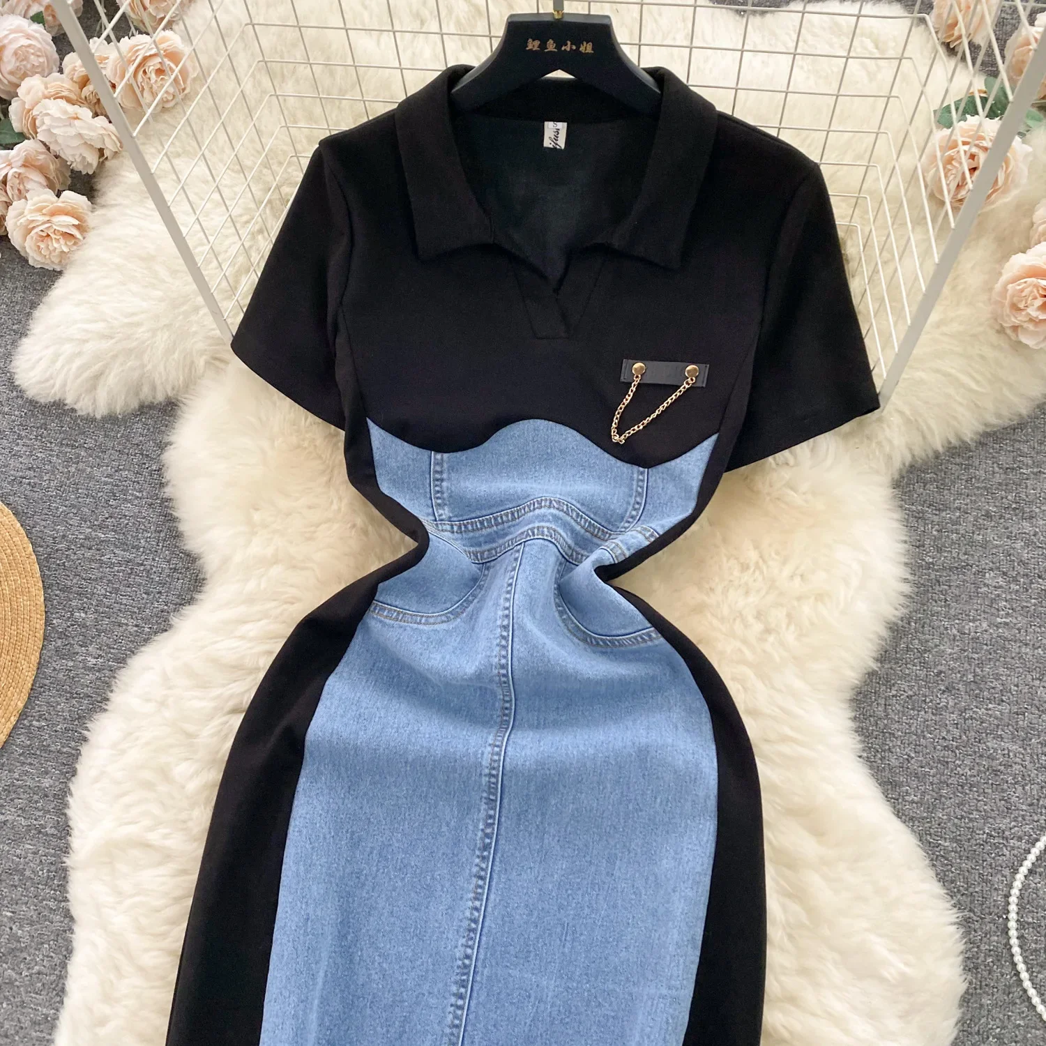 Salt-themed Light Mature Style Dress, Summer Casual Fashionable Slim-fitting Short-sleeve Dress Women.Denim Patchwork Dresses
Salt-themed Light Mature Style Dress, Summer Casual Fashionable Slim-fitting Short-sleeve Dress Women.Denim Patchwork Dresses