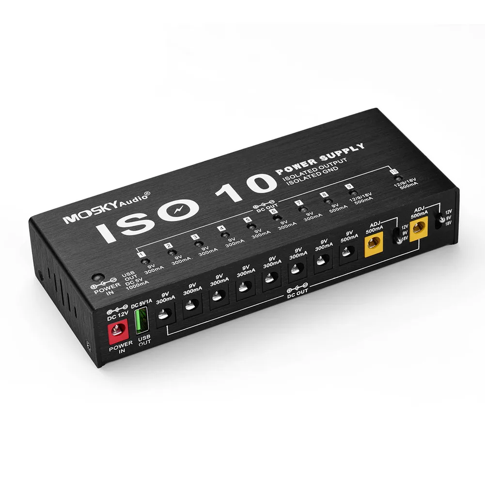 MOSKYAUDIO Guitar Effect Power Hot Sale Effect Pedal Power Supply 10 Isolated Outputs (9V, 12V, 18V) Protection Guitar Accessory
MOSKYAUDIO Guitar Effect Power Hot Sale Effect Pedal Power Supply 10 Isolated Outputs (9V, 12V, 18V) Protection Guitar Accessory